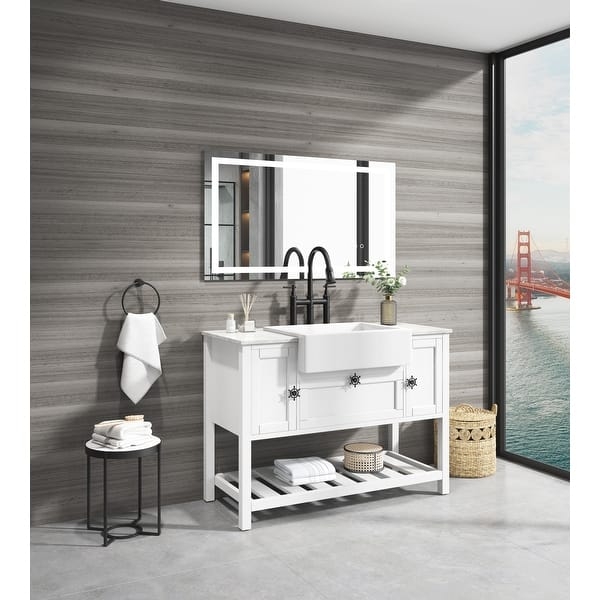 Bathroom Vanity with Apron Front Sink and Nautical Style