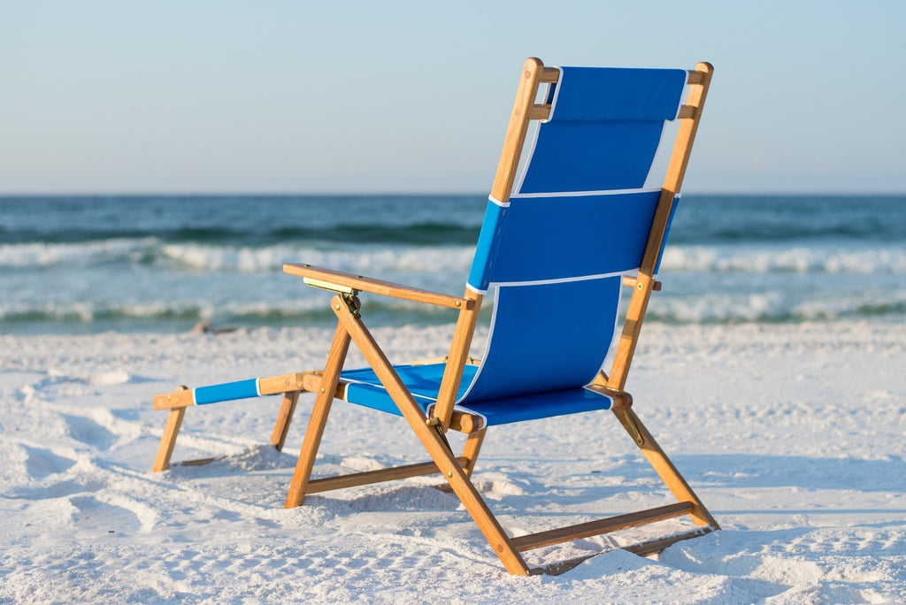 Beach Chair in Cobalt Blue and Handcrafted Wooden Beach Chair