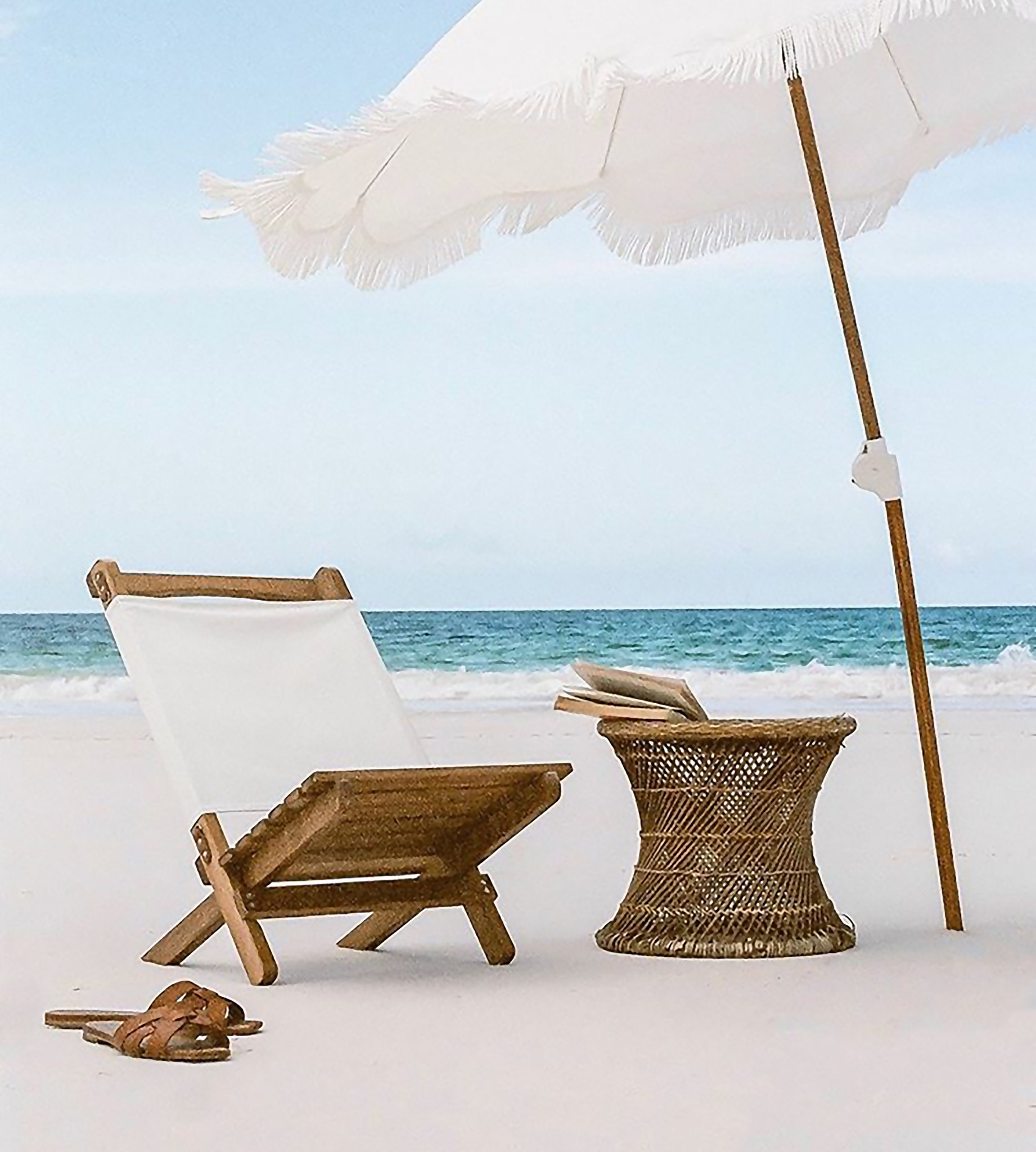 Beach Chair with Woven Waisted Table and Coastal Side Table