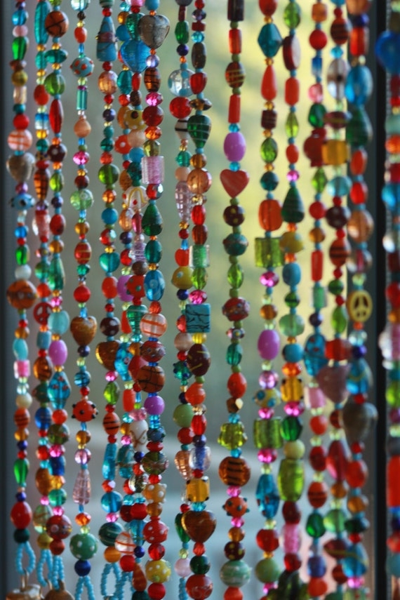 Beaded Curtain Hand Strung Look Rainbow Sun Catcher