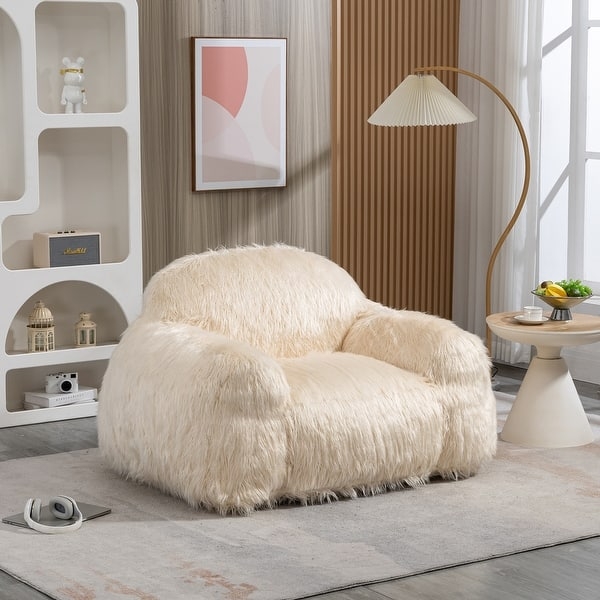 Bean Bag Chair Japandi Shaggy Faux Fur Oversized Silhouette