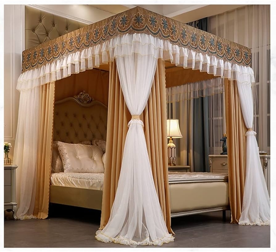 Bed Canopy Tiered Ruffled Valance Palace Style