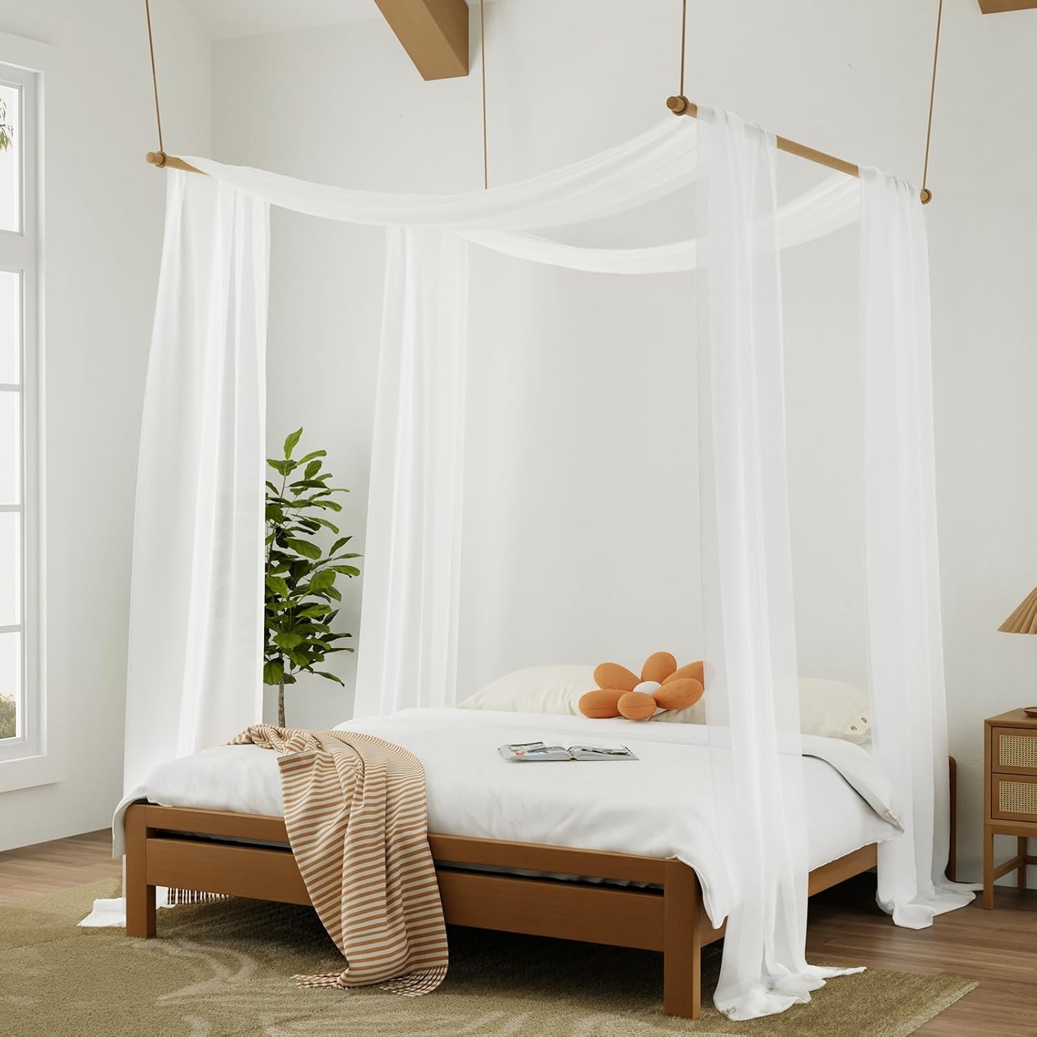Bed Canopy using Ceiling Mounted Scarf for Sheer Styling