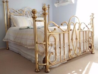 Bed Frame Ornate Metallic Victorian with Scrollwork Details