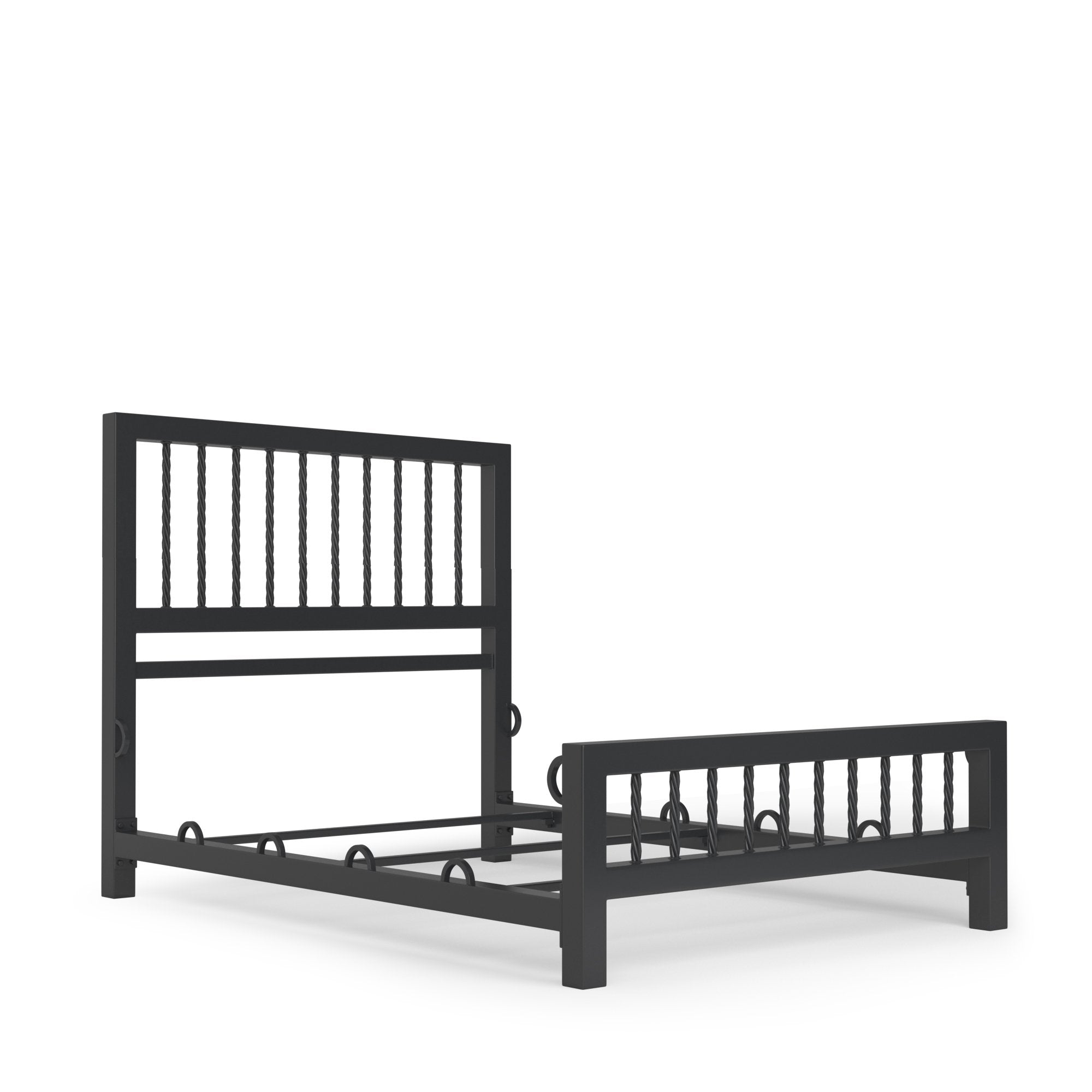 Bed Frame: Twisted Slat Headboard with Metal Rings