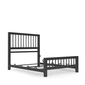 Bed Frame: Twisted Slat Headboard with Metal Rings
