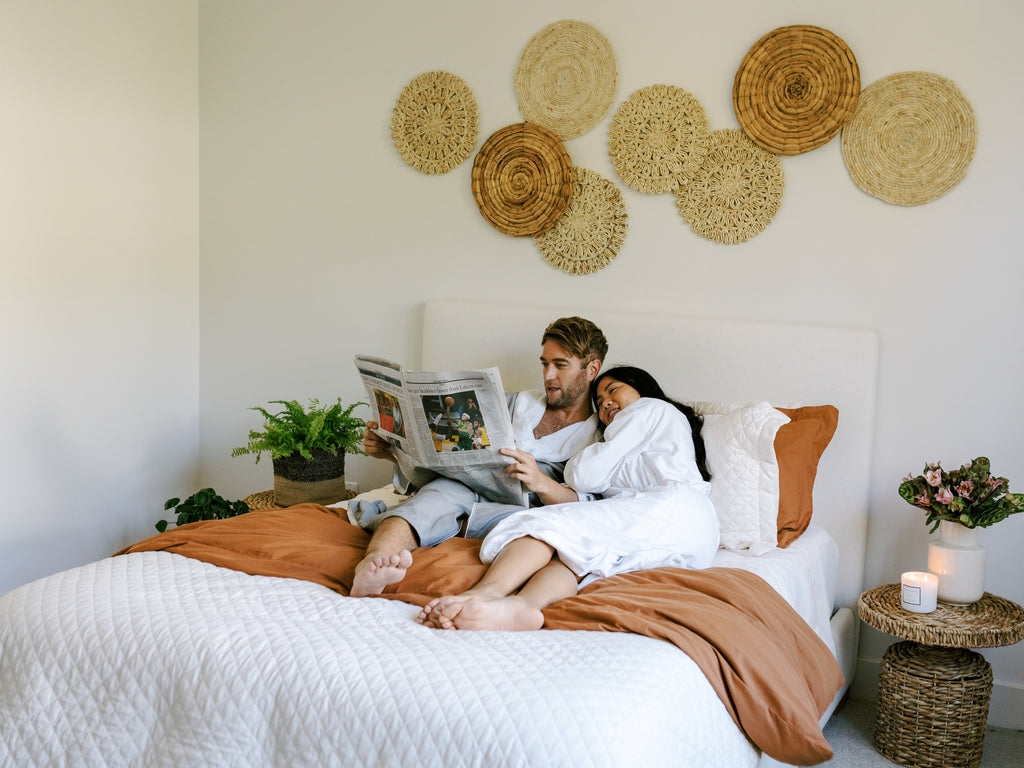 Bed Set Terracotta Rust Woven Wall Decor Rattan