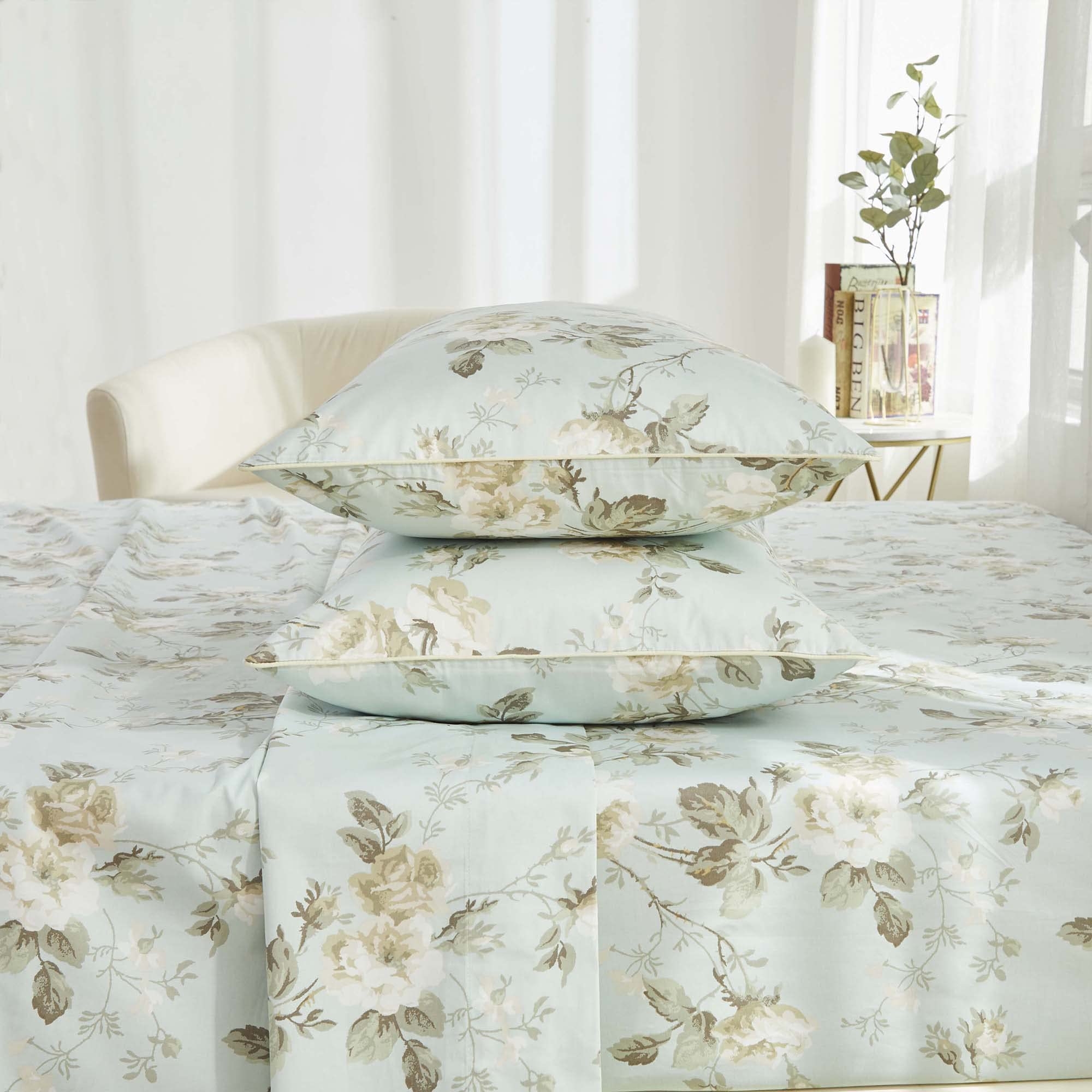 Bed Sheet Set Peony Blossom Print 800 Thread Count