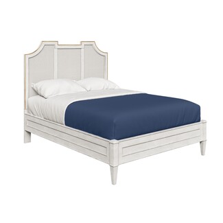 Bed With Clipped Corner Headboard and Thin Gold Trim