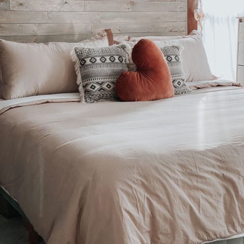 Bedding Set Blush Heart Pillow Tribal Print Accents
