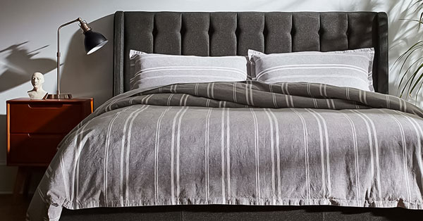 Bedding Set: Channel Tufted Headboard and Modern Moody Bedroom Linens