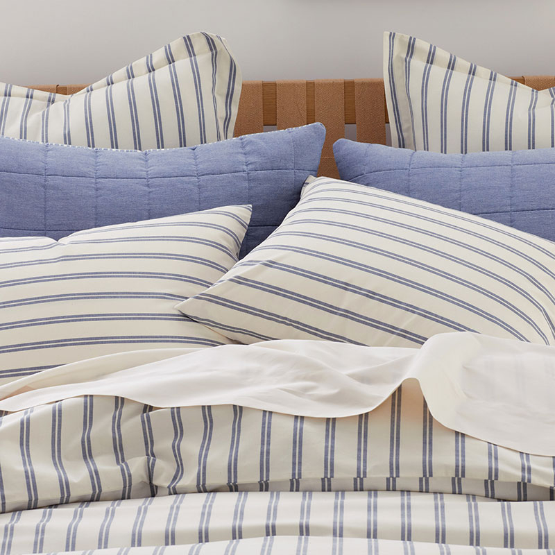 Bedding Set Classic Ticking Stripe Woven Strap Headboard