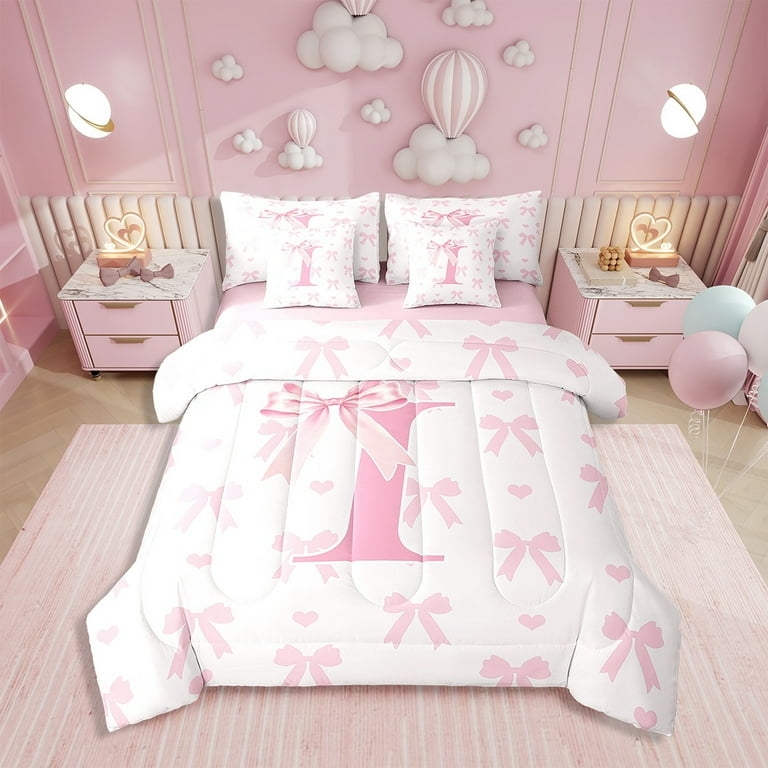 Bedding Set Monogrammed Initial Princess Bowknot