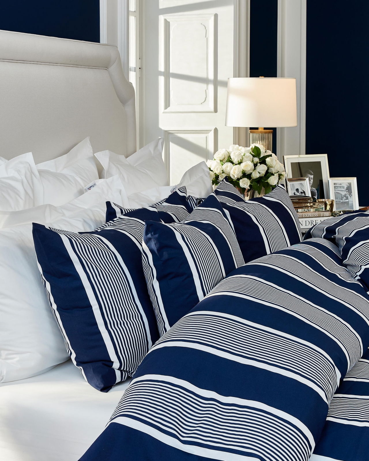 Bedding Set Nautical Stripes Pinstripe Detail Luxury Style