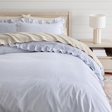 Bedding Set Ruffled Stripe Shams Cottage Style Linens