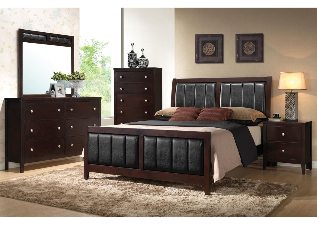 Bedroom Furniture Set: Espresso Channeled Headboard Queen Bed