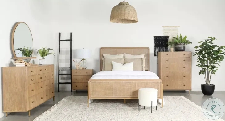 Bedroom Set including Cane Insert Panels and Sand Wash Finish