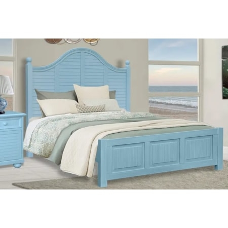 Bedroom Set Ocean Blue Arched Louvered Headboard Bed