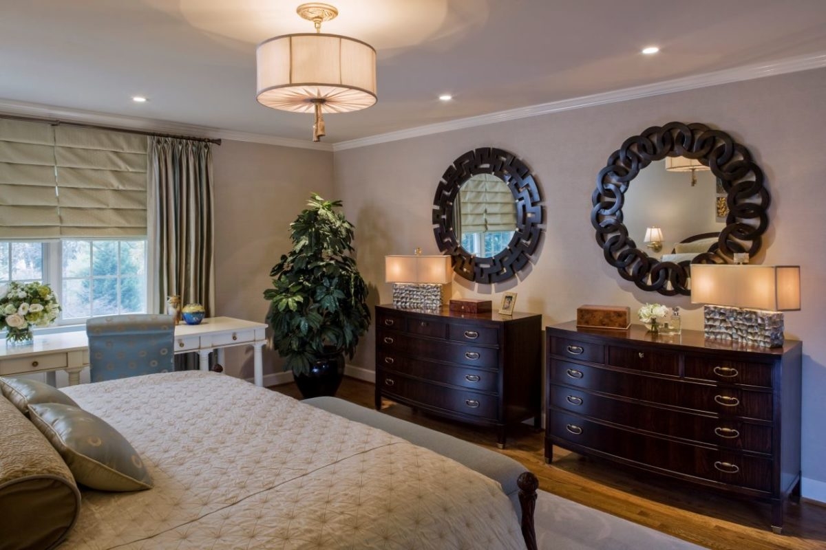 Bedroom Set Refined Master Suite Layout Mirror