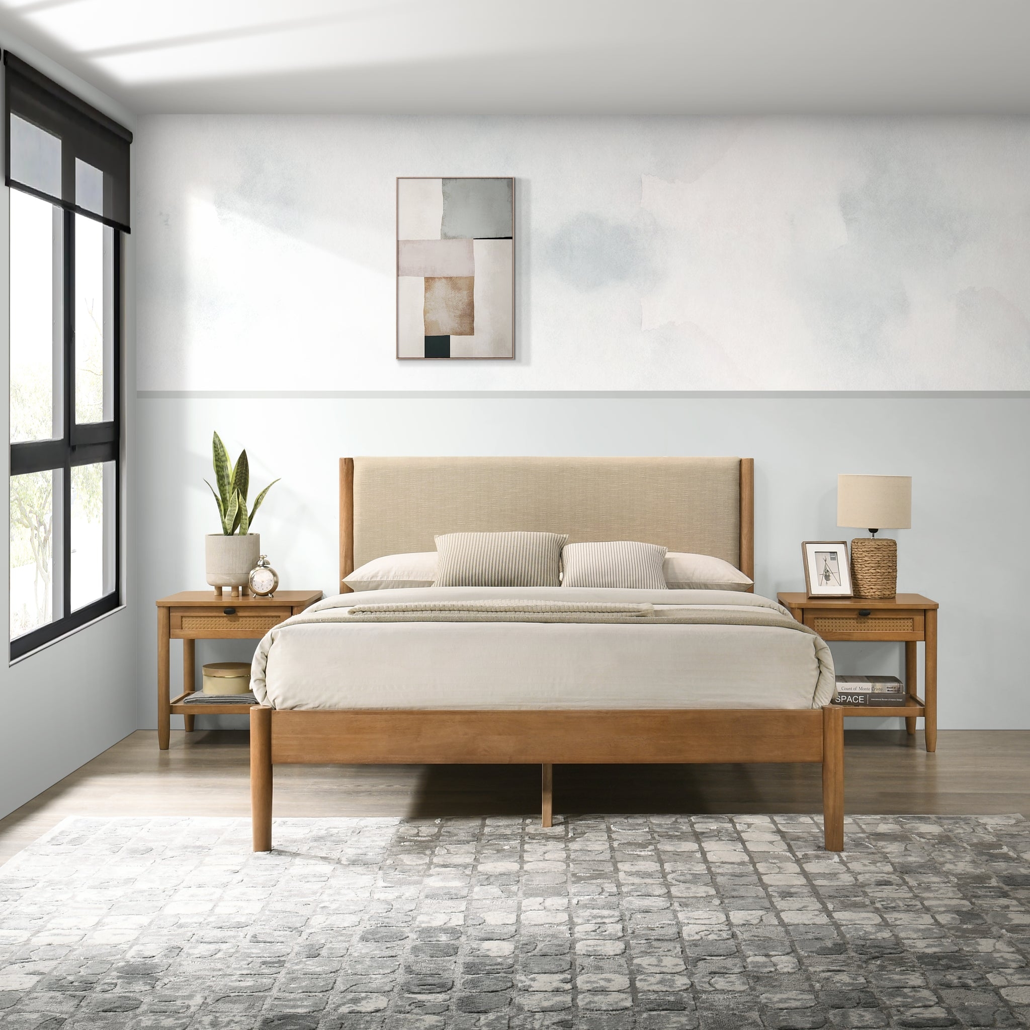 Bedroom Set: Rubberwood Construction with Woven Inlay Drawers