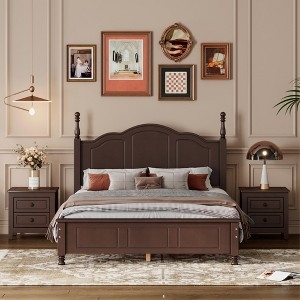 Bedroom Set: Scalloped Headboard and Espresso Brown Finish