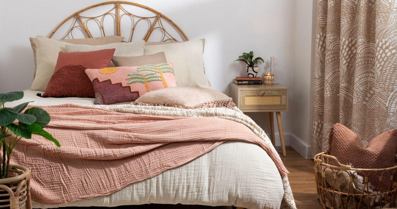 Bedroom Set showcasing Sunburst Headboard and Desert Theme Decor