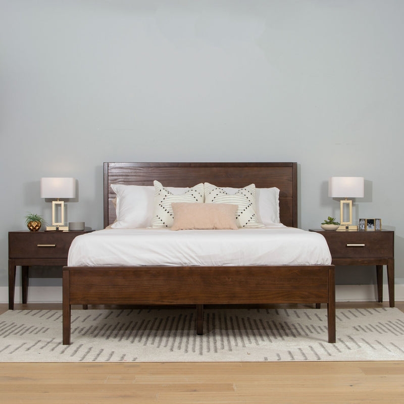 Bedroom Set: Walnut Tapered Leg Design Three Piece Set