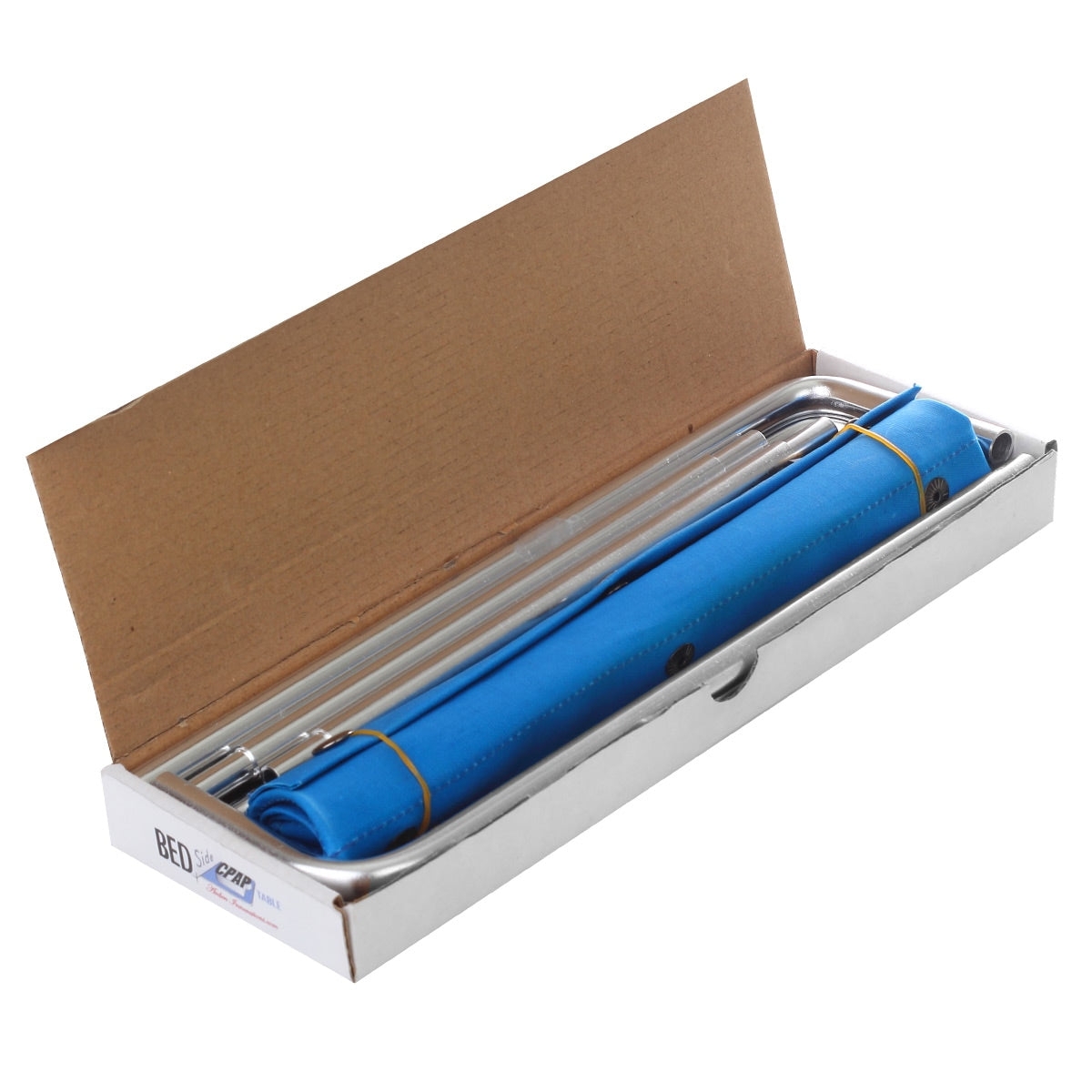 Bedside CPAP Table: Portable Blue Fabric Collapsible Stand