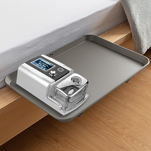 Bedside Shelf: Charcoal Grey Attachable Tray with Cable Notch