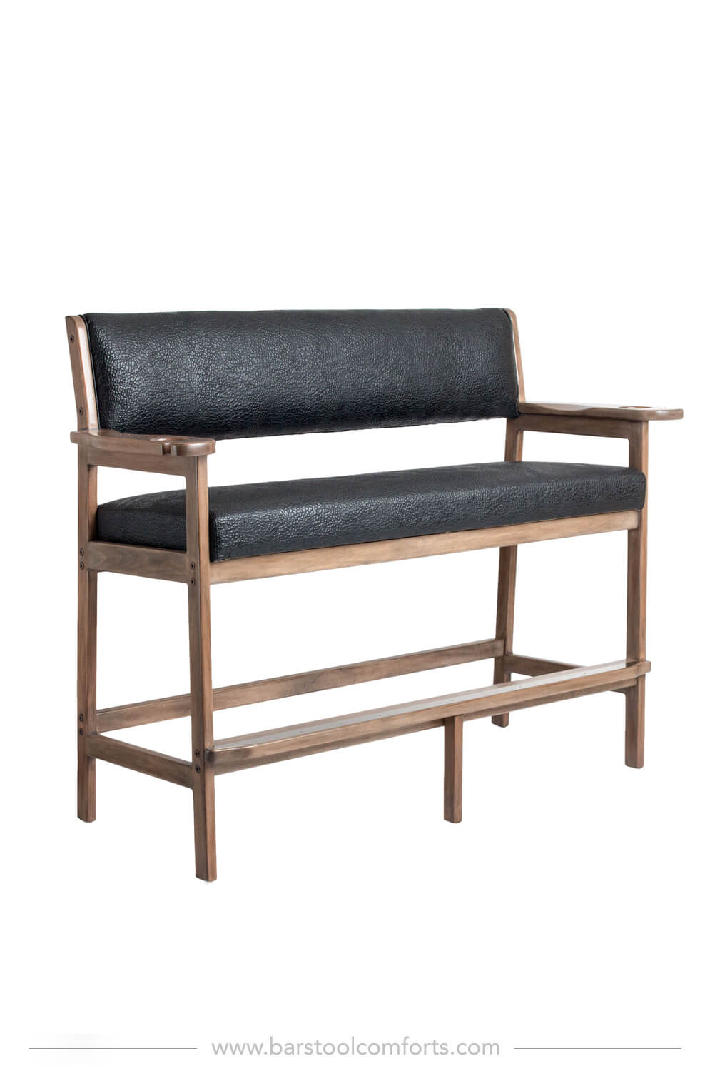 Billiard Bench Maple Wood Cup Holders Two Person Bar Stool With Arms