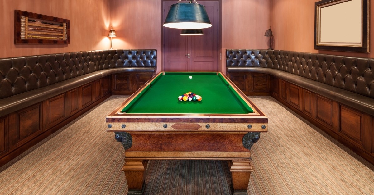 Billiard Table: Clubhouse Style Game Room with Burl Wood Frame