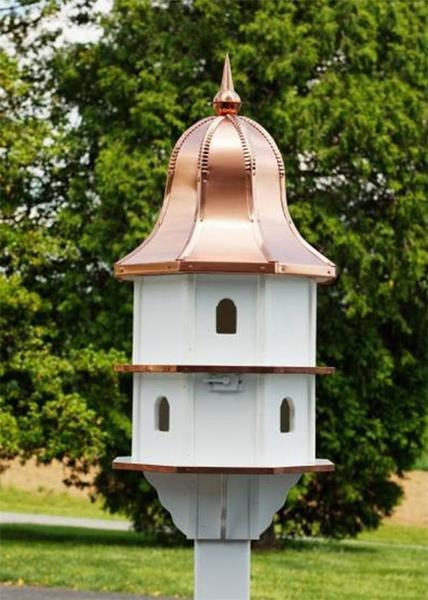 Birdhouse: Copper Bell Roof White Copper Roof Birdhouse
