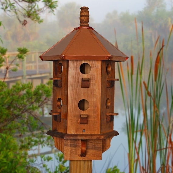 Birdhouse: Copper Pyramid Handcrafted Copper Roof Birdhouse