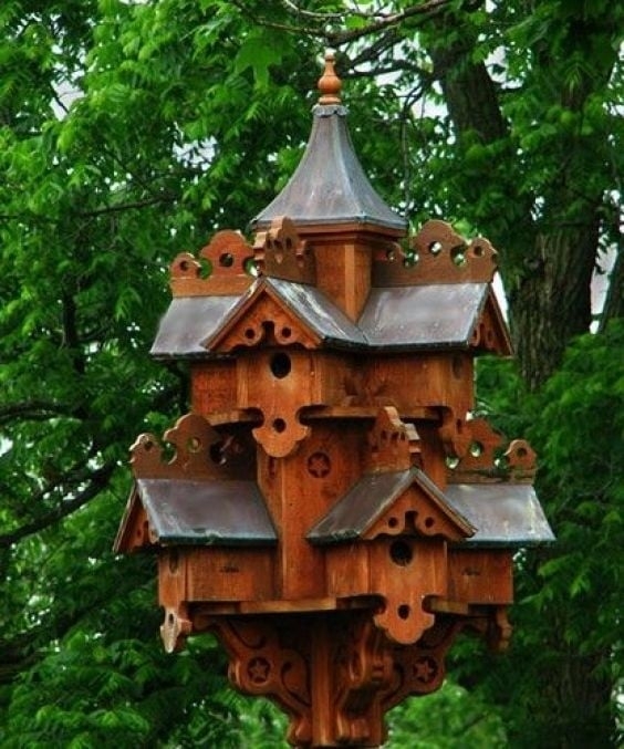 Birdhouse: Multi-Tiered Spire Victorian Wooden Birdhouse