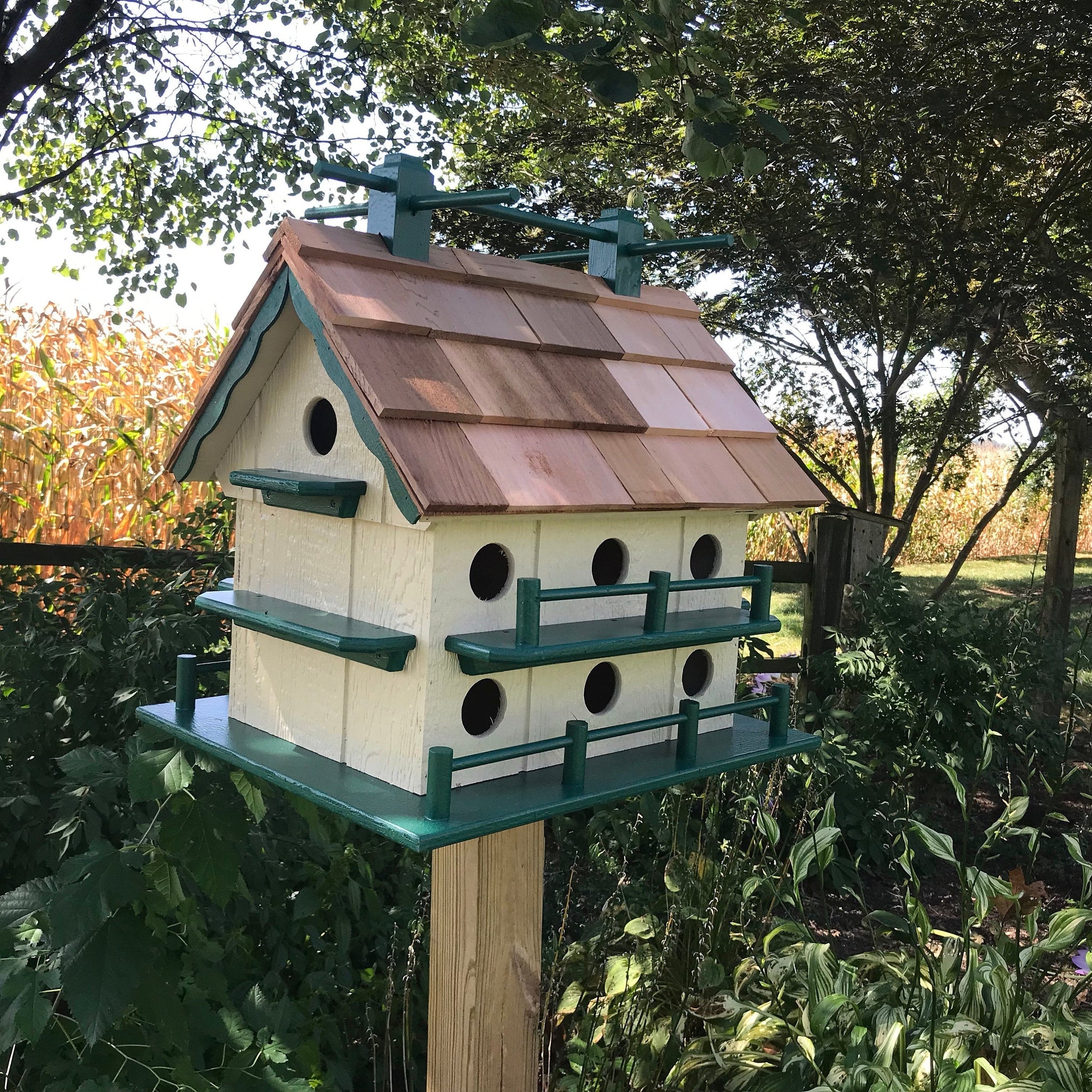 Birdhouse: Wrap-Around Railing Amish Made Martin House
