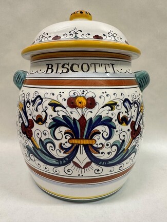 Biscotti Jar Hand Painted Mediterranean Decorative Jar