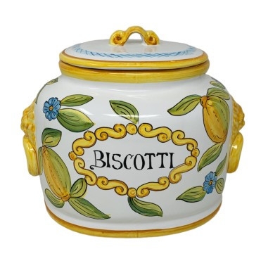 Biscotti Jar Inscription Taormina Scrolled Canister