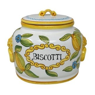 Biscotti Jar Inscription Taormina Scrolled Canister