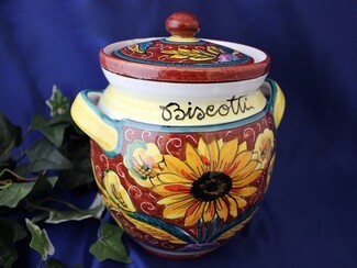 Biscotti Jar Sunflower Illustration Rosso Tuscan Jar