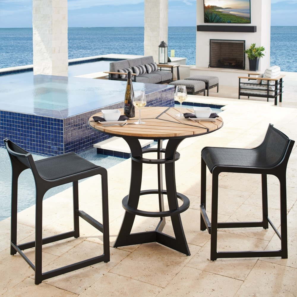 Bistro Set with Geometric Slatted Top for Modern Outdoor Bistro Set