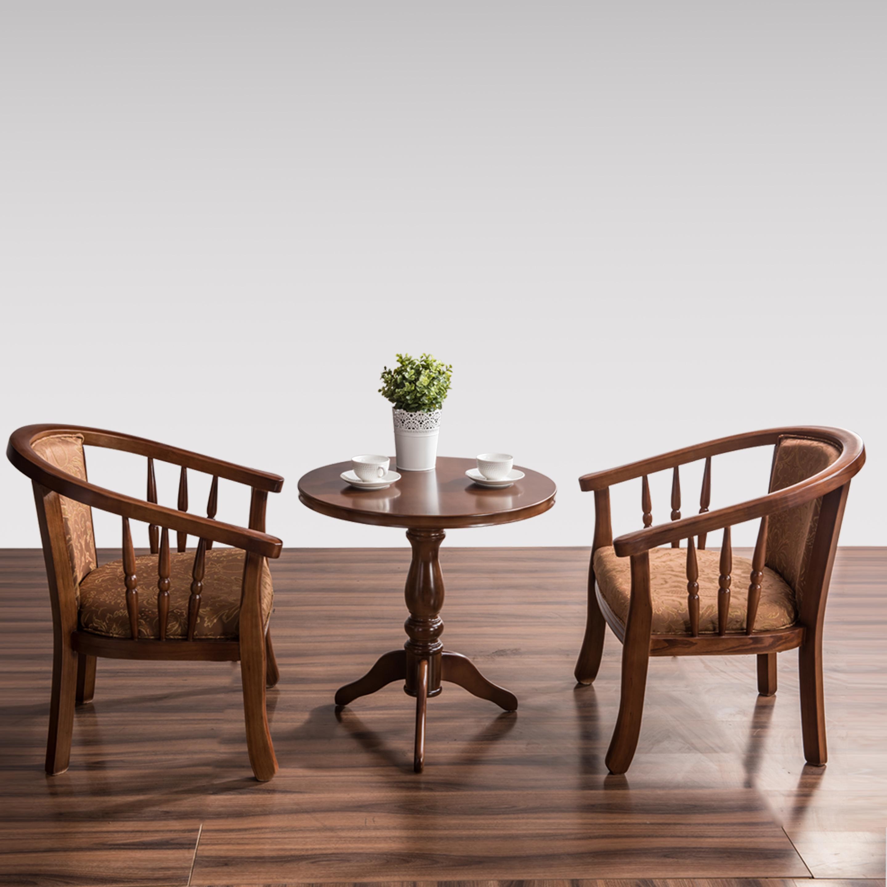 Bistro Set with Spindle Back Chairs and Traditional Wood Frame