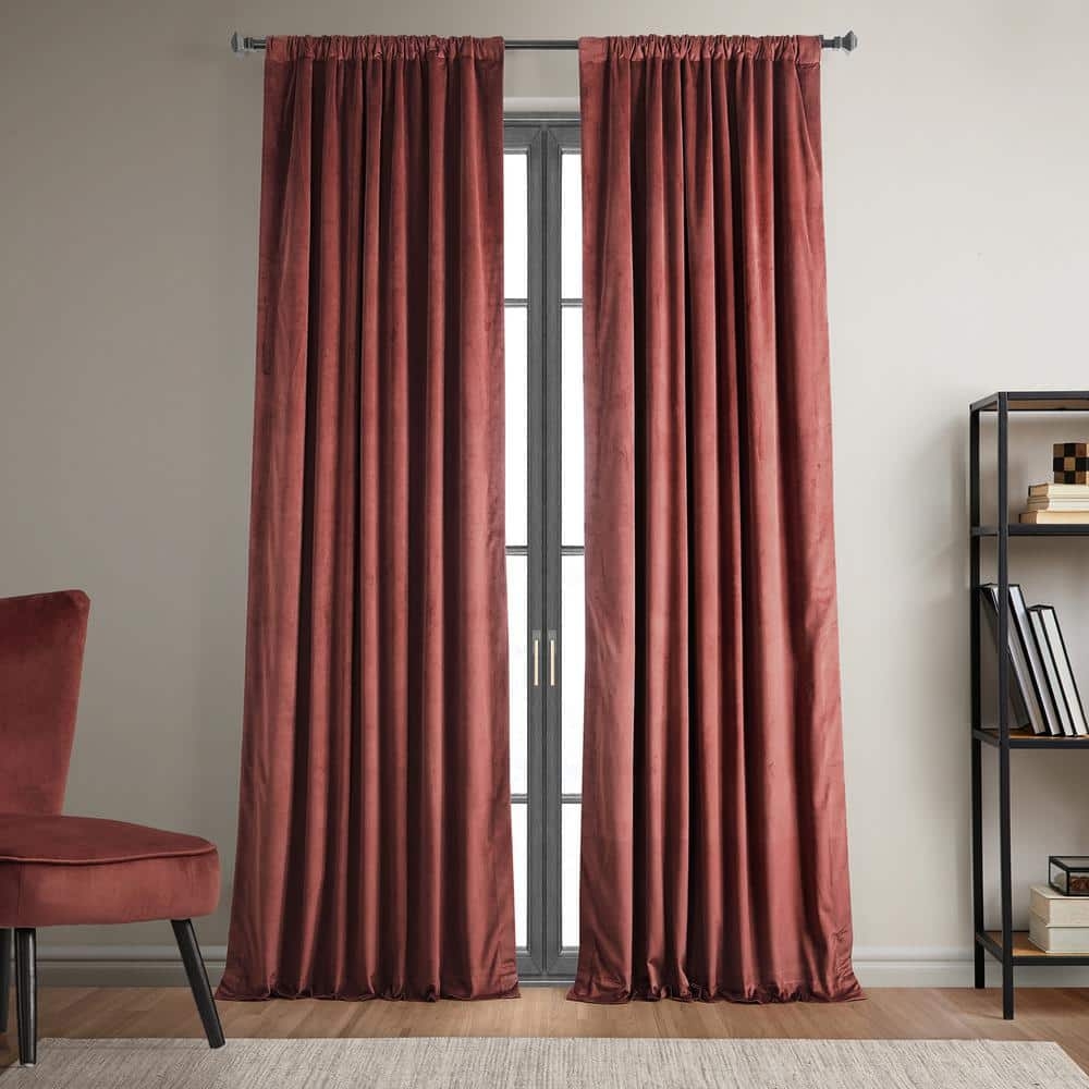 Blackout Curtain Crimson Red Velvet Rod Pocket Drapes