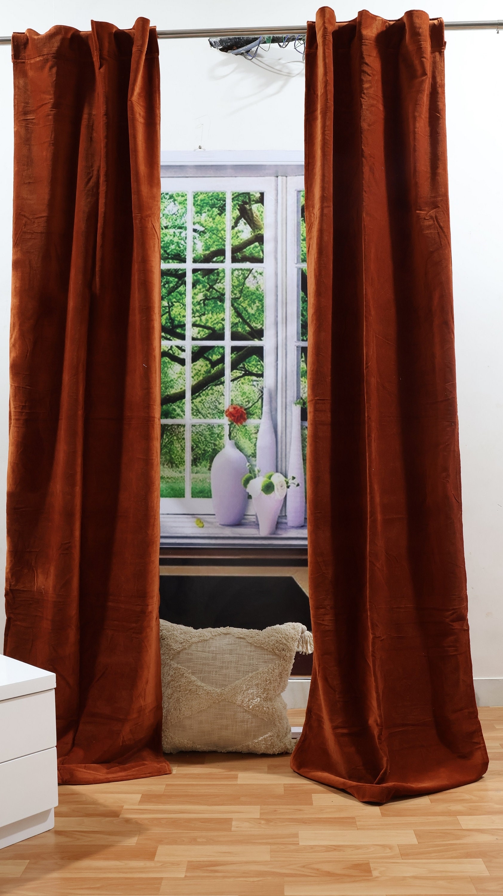 Blackout Curtains Burnt Orange Modern Velvet Drapes