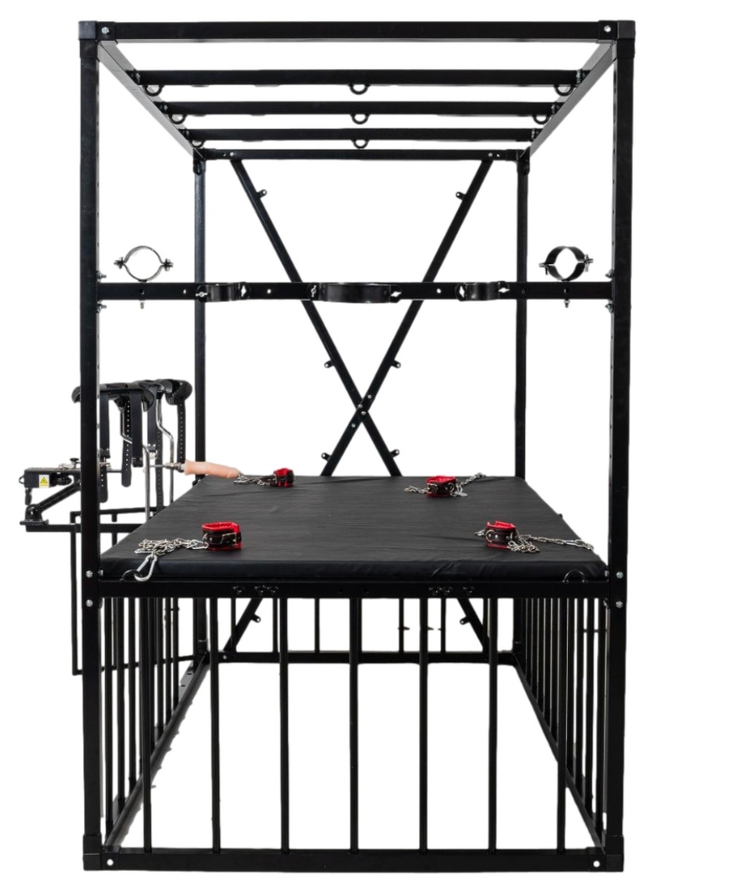 Bondage Bed: X-Cross Fetish Furniture and Metal Cage