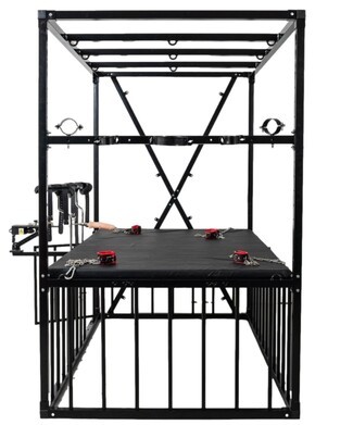 Bondage Bed: X-Cross Fetish Furniture and Metal Cage