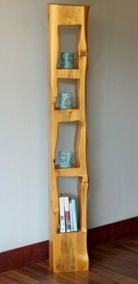 Bookshelf Cedar Like Wood Vertical Storage Narrow Profile