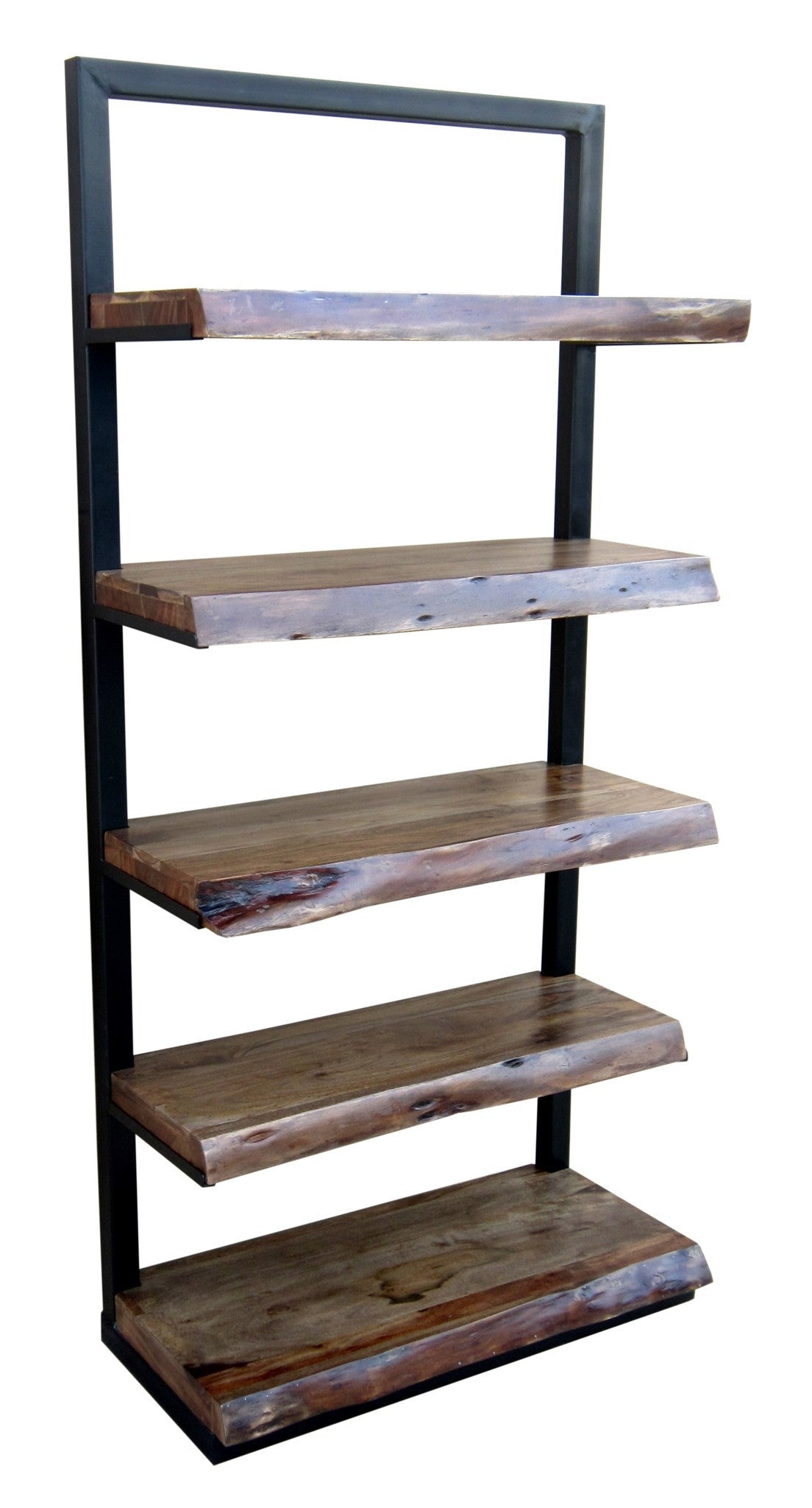 Bookshelf Rectangular Frame Thick Plank Wood Unit