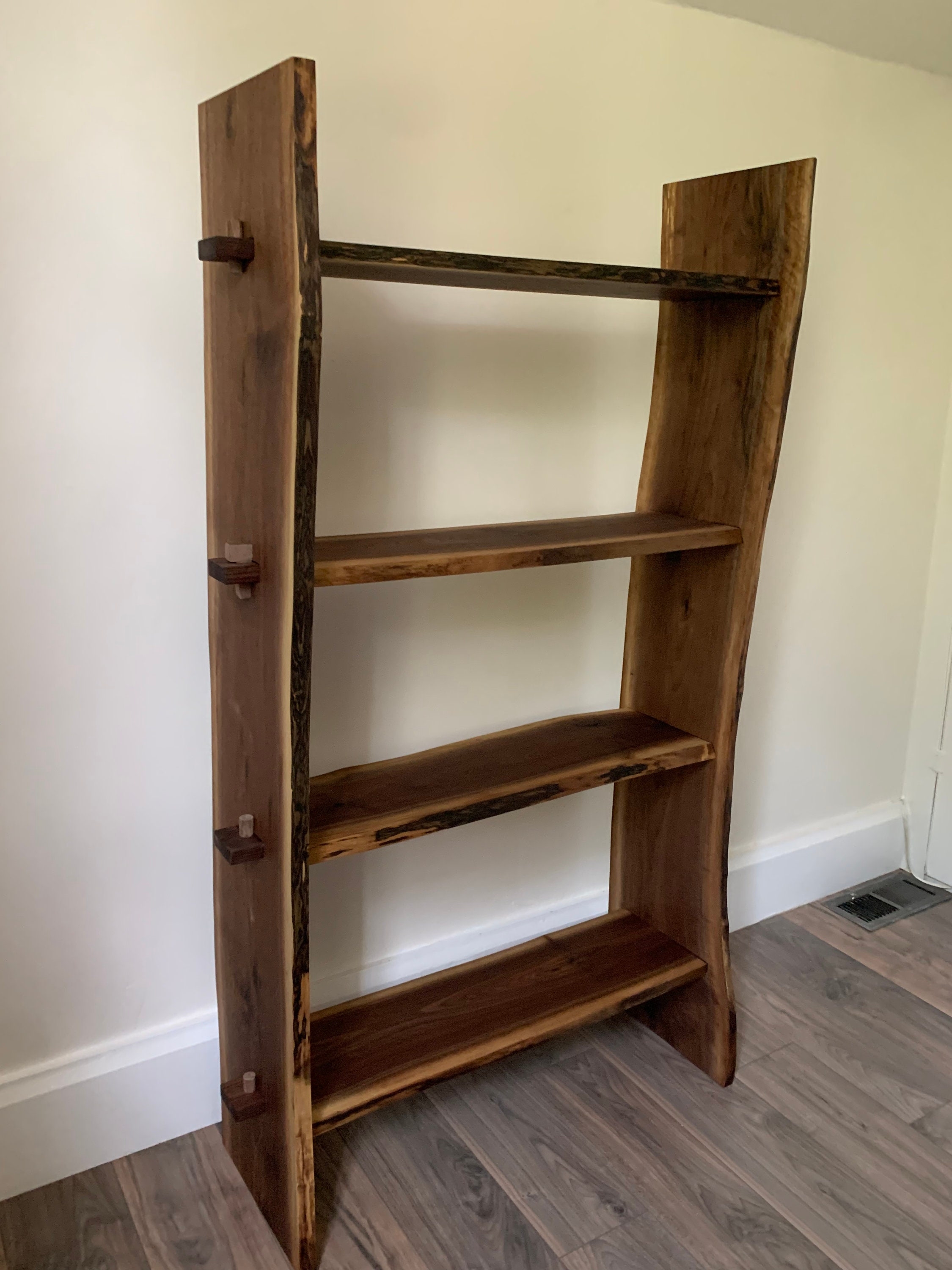 Bookshelf Wedged Tenon Joinery Organic Modern Walnut Wood