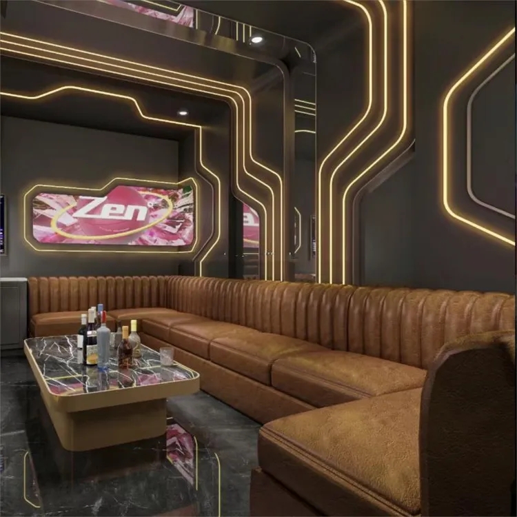 Booth Sectional Channel Tufted Backrest Integrated LED Walls