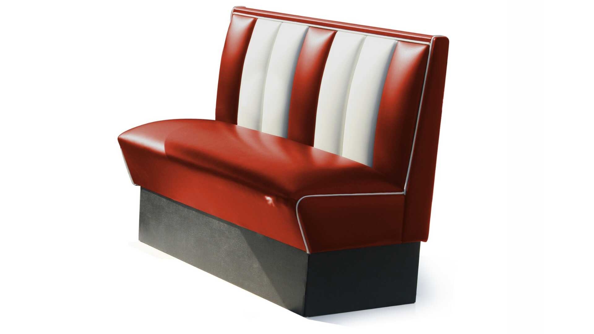Booth Sofa Vertical Stripes Channel Tufted Plinth Base
